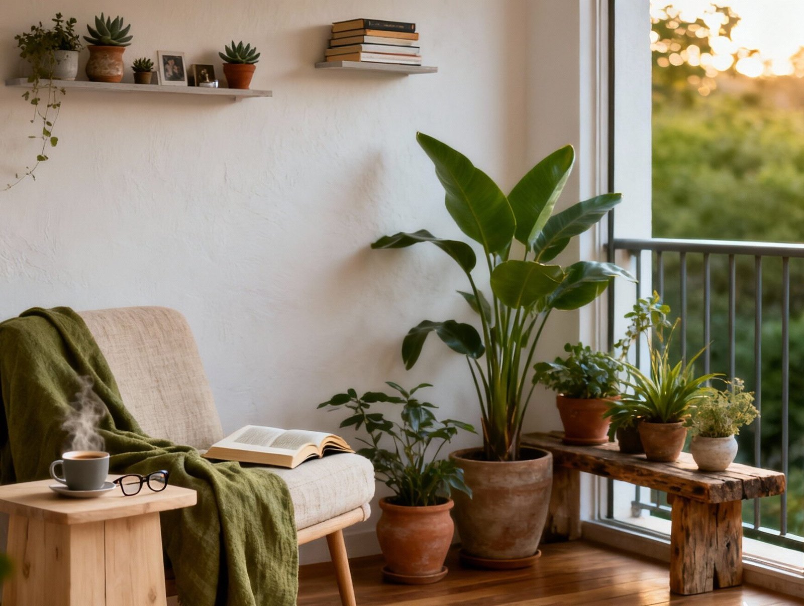 Espaço de leitura na varanda
